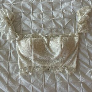 Fashion Nova Lace Cream Blouse